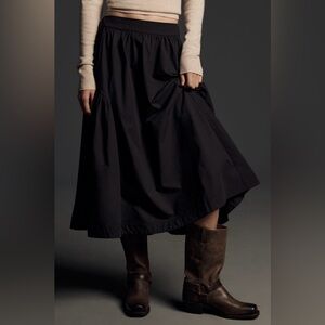 Anthropologie Drop-Waist Black Midi Skirt Medium